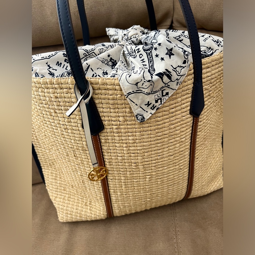 Tory Burch Perry Destination Straw Beach Tote NWOT
